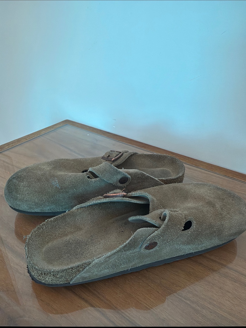 Birkenstock Women's Suede Slip-On Clogs in Olive